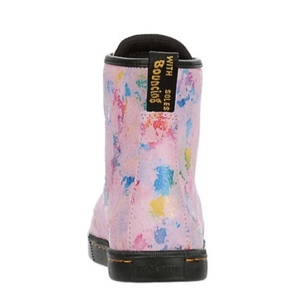 Dr. Martens Pink Multi-Color Paint-Splatter Combat Boots - Picture 2 of 14